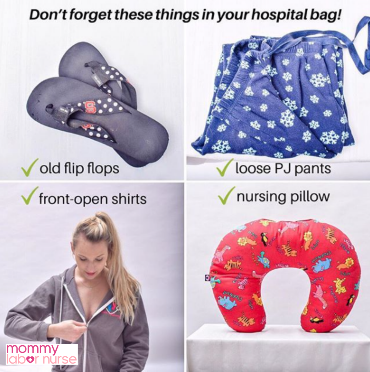 hospital bag checklist for mom infographic